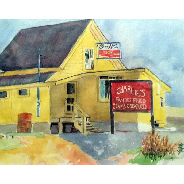 Charlie's Fried Clams - watercolor - Greeting Cards and Prints
