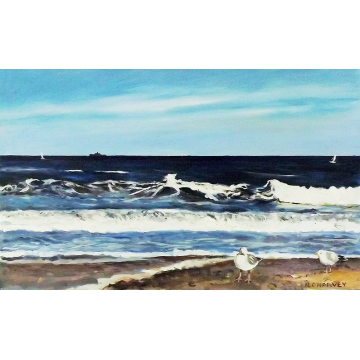 Two Gulls by the Surf